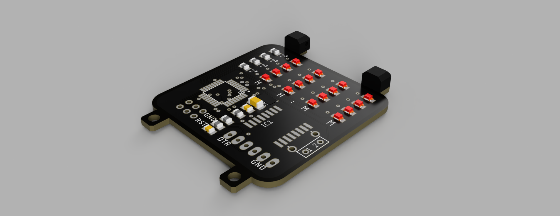 Rendered BinWatch bracket and PCB assembly