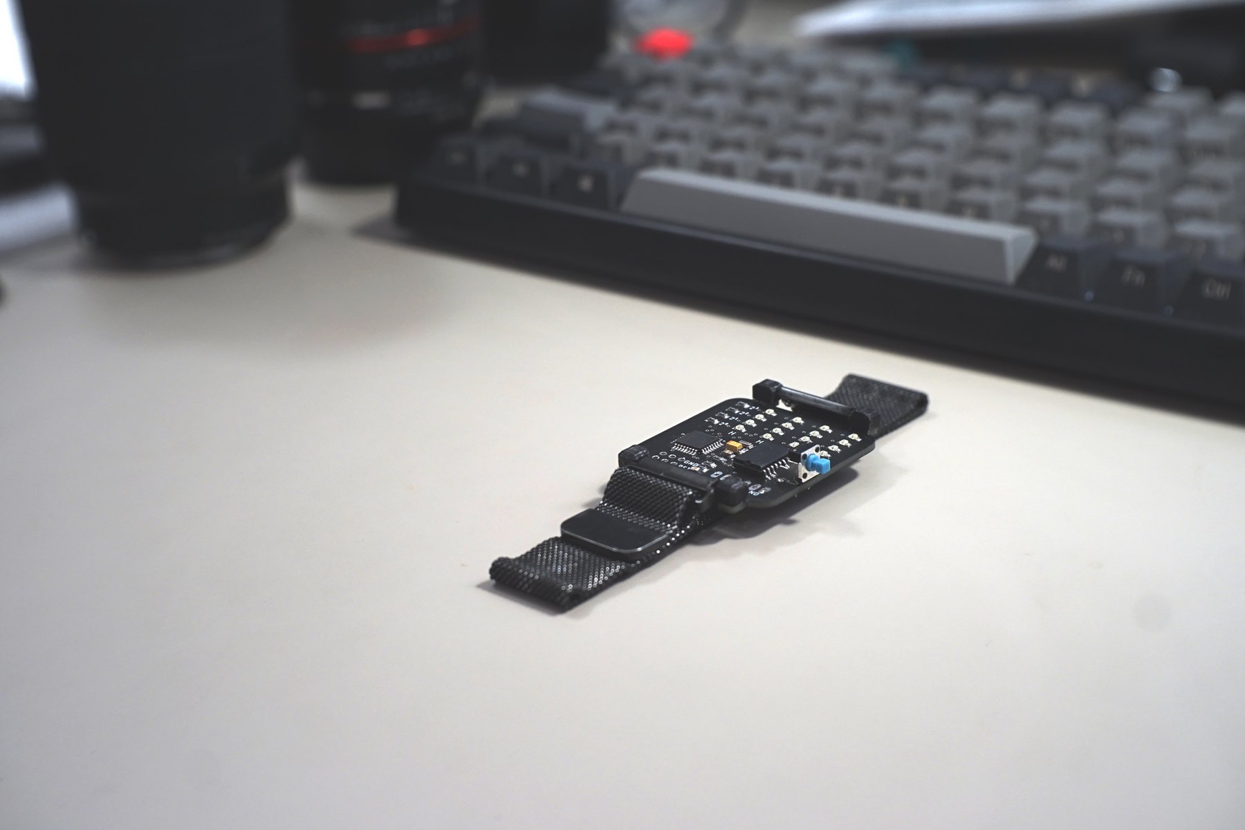BinWatch and black strap viewed from an angle