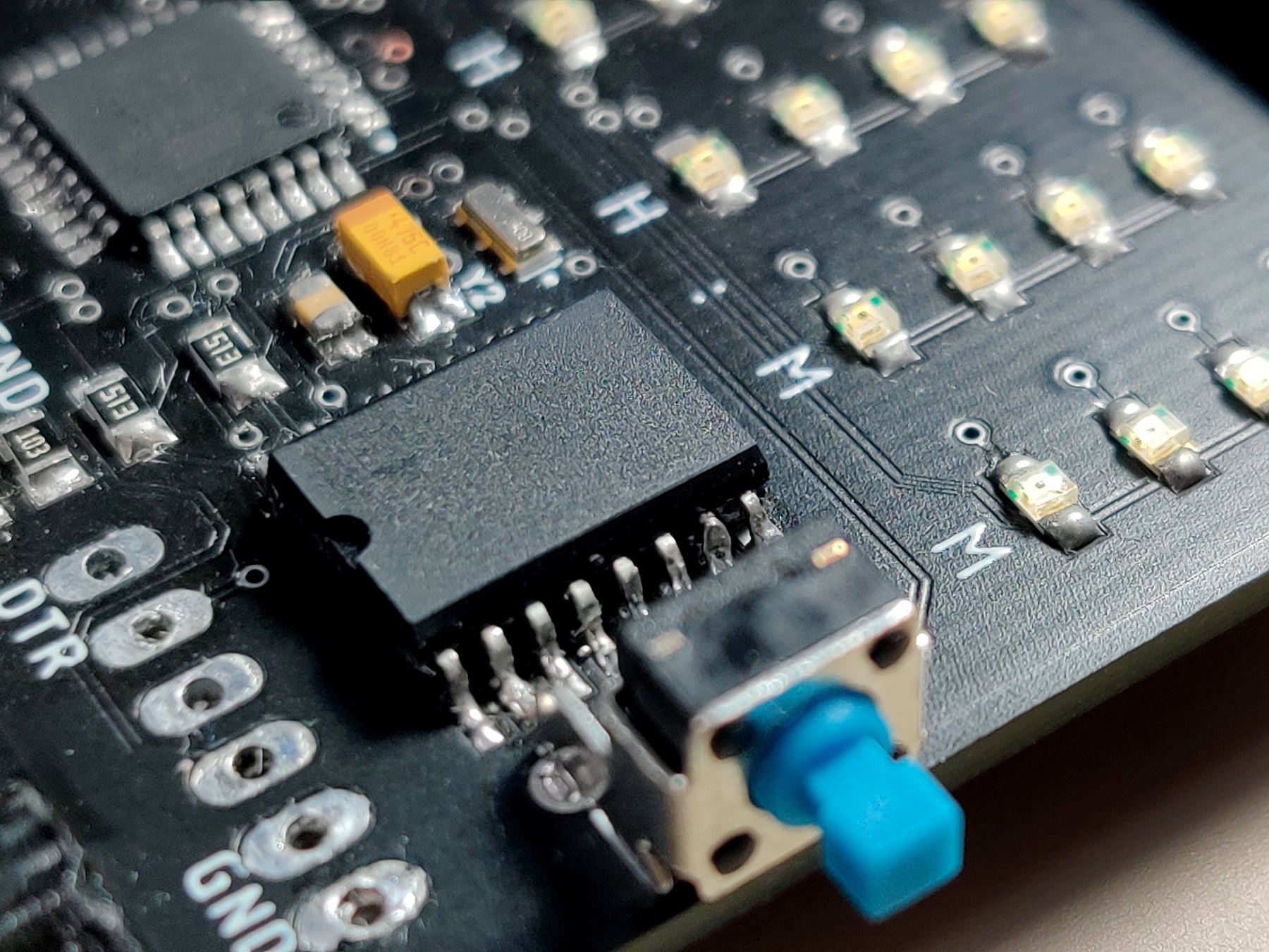 Close-up of the BinWatch microcontroller and side button